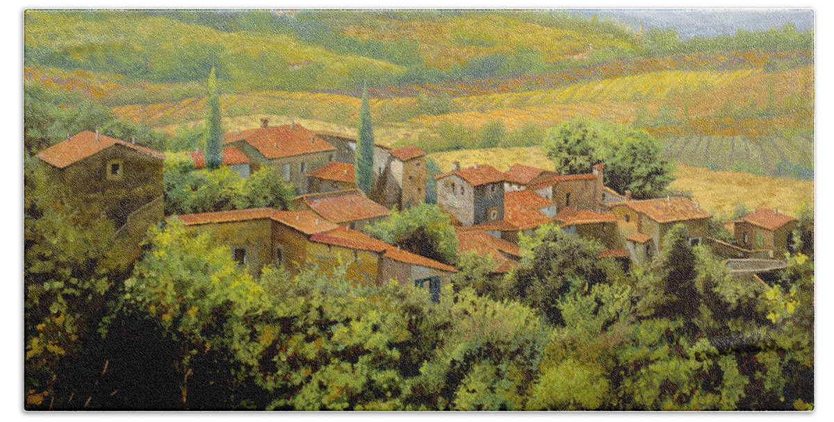 Tuscany Beach Towel featuring the painting Paesaggio Toscano by Guido Borelli