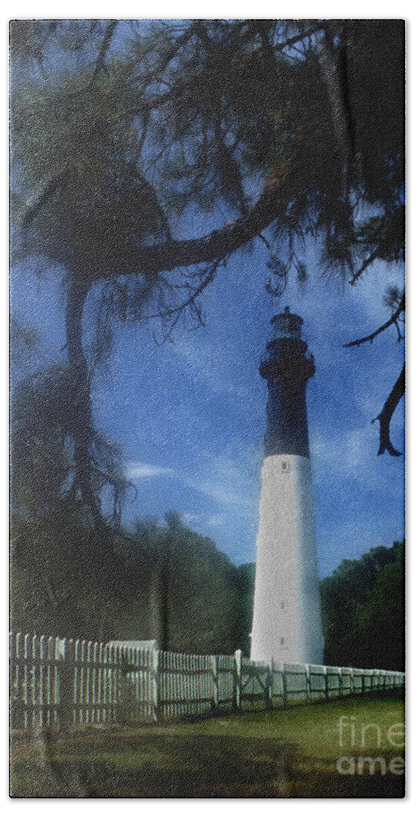 Lighthouses Beach Towel featuring the photograph Painted Hunting Island Lighthouse by Skip Willits