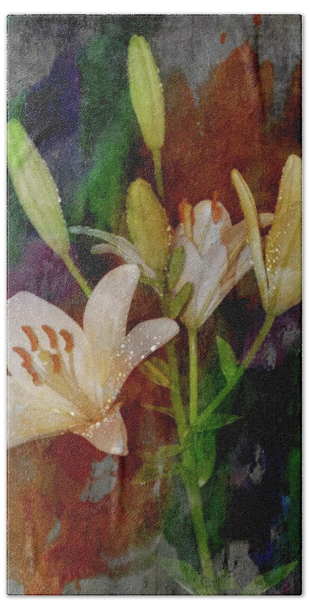Lilies.lily Beach Towel featuring the photograph Painted Lilies by Sheri McLeroy