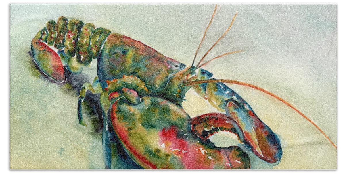 Lobster Beach Sheet featuring the painting Painted Lobster by Amy Kirkpatrick