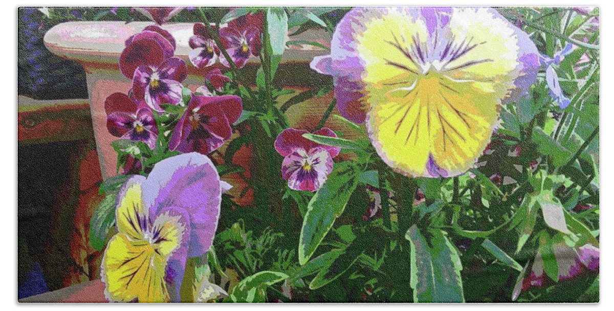 Pansy Beach Sheet featuring the photograph Painted Pansies by Linda Bianic