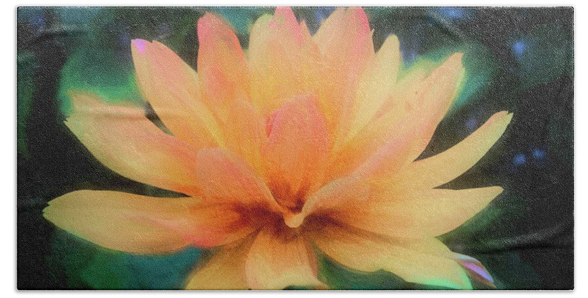 Dahlia Beach Sheet featuring the photograph Painted Tangerine Dahlia by Anita Pollak