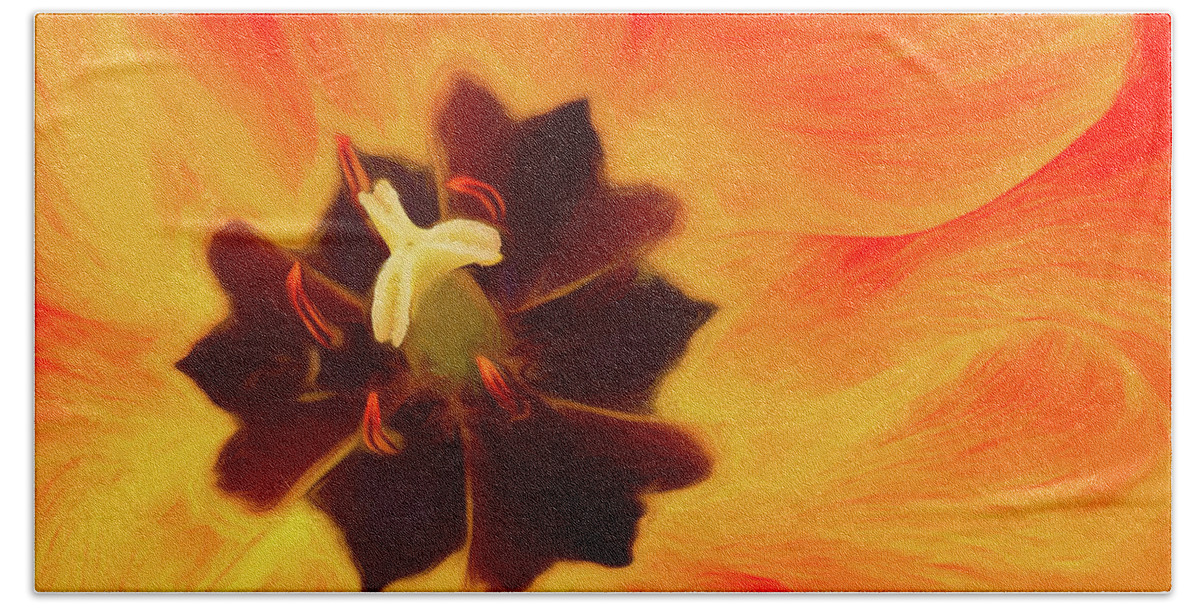 Meadowlark Beach Towel featuring the photograph Painterly Tulip by Georgette Grossman