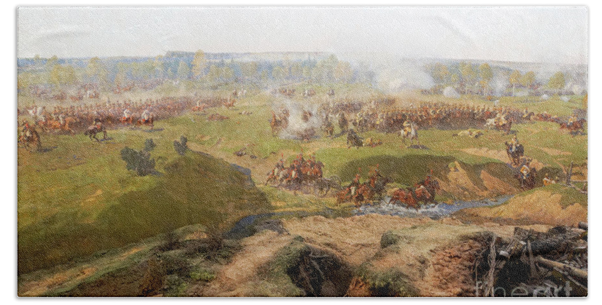 Details Beach Towel featuring the photograph painting of Battle of Borodino by Vladi Alon