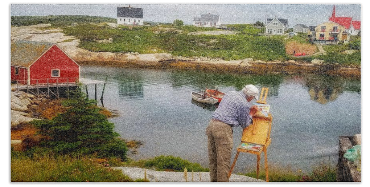 Art Beach Sheet featuring the photograph Painting Peggys Cove by Mary Capriole