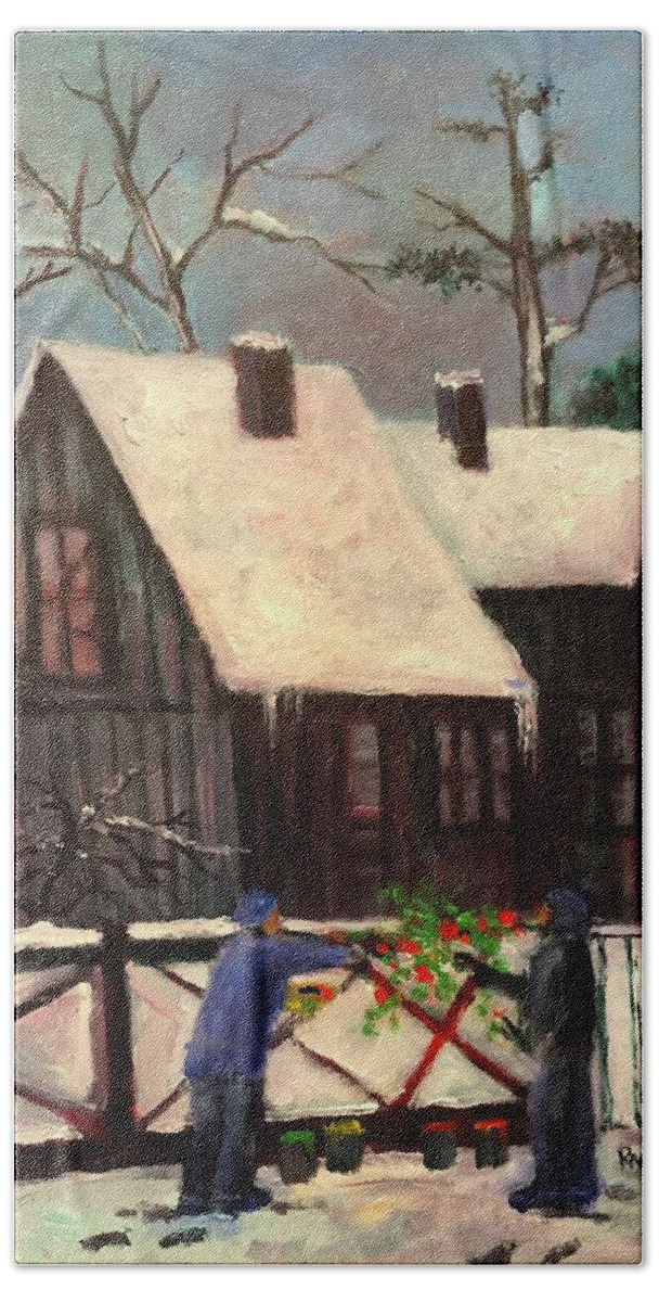 Palette Beach Towel featuring the painting Palette in the Snow by Rand Burns