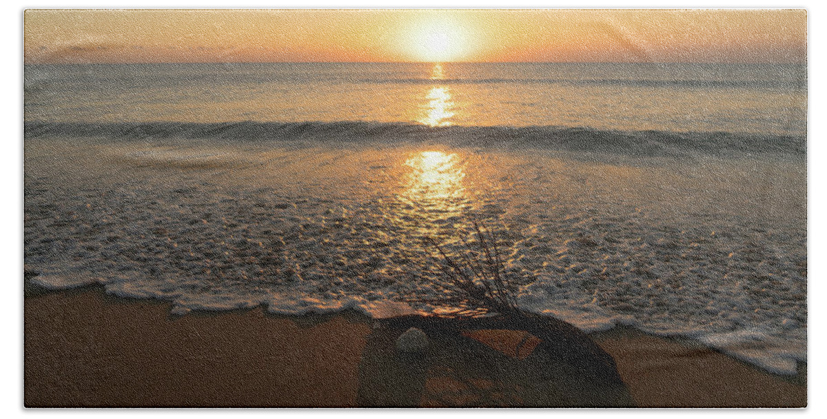 Florida Beach Towel featuring the photograph Palm Frond Coral Sunrise Delray Beach Florida by Lawrence S Richardson Jr