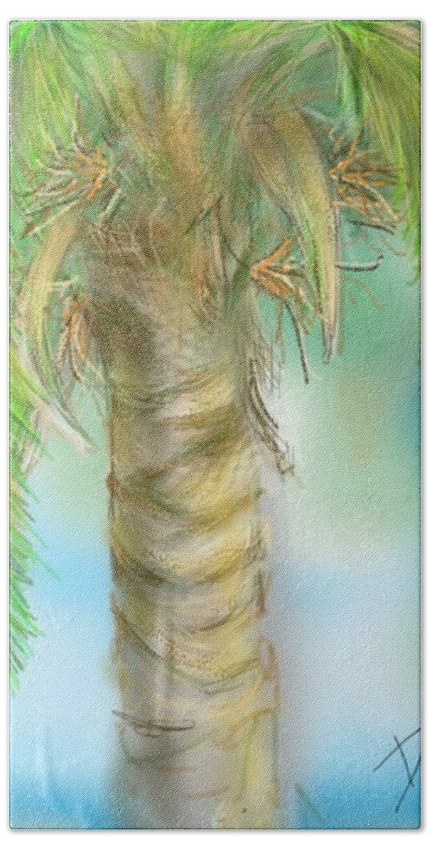 Tropical Beach Towel featuring the digital art Palm Tree Study Two by Darren Cannell