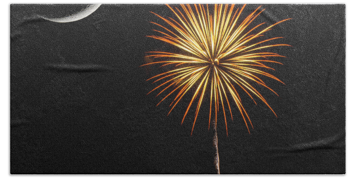 Fireworks Beach Towel featuring the photograph Palmetto Fireworks 2 by David Palmer