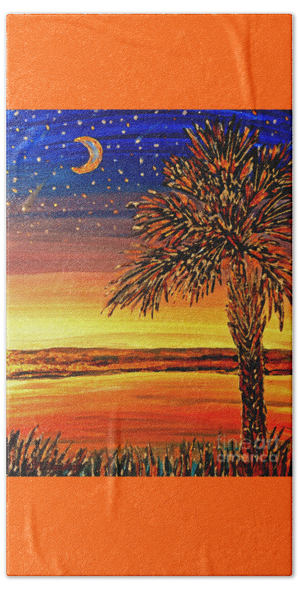 Palmetto Beach Towel featuring the painting Palmetto Sunset by Pat Davidson