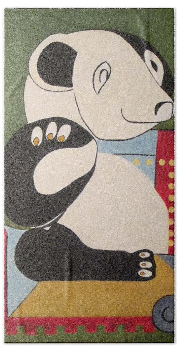 Panda Beach Sheet featuring the painting Panda Picasso by Patricia Cleasby