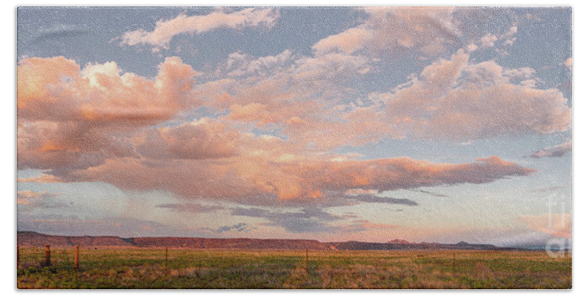 New Beach Sheet featuring the photograph Panorama of Twilight Clouds Over Tetilla Peak Recreation Area - Cochiti Lake New Mexico by Silvio Ligutti