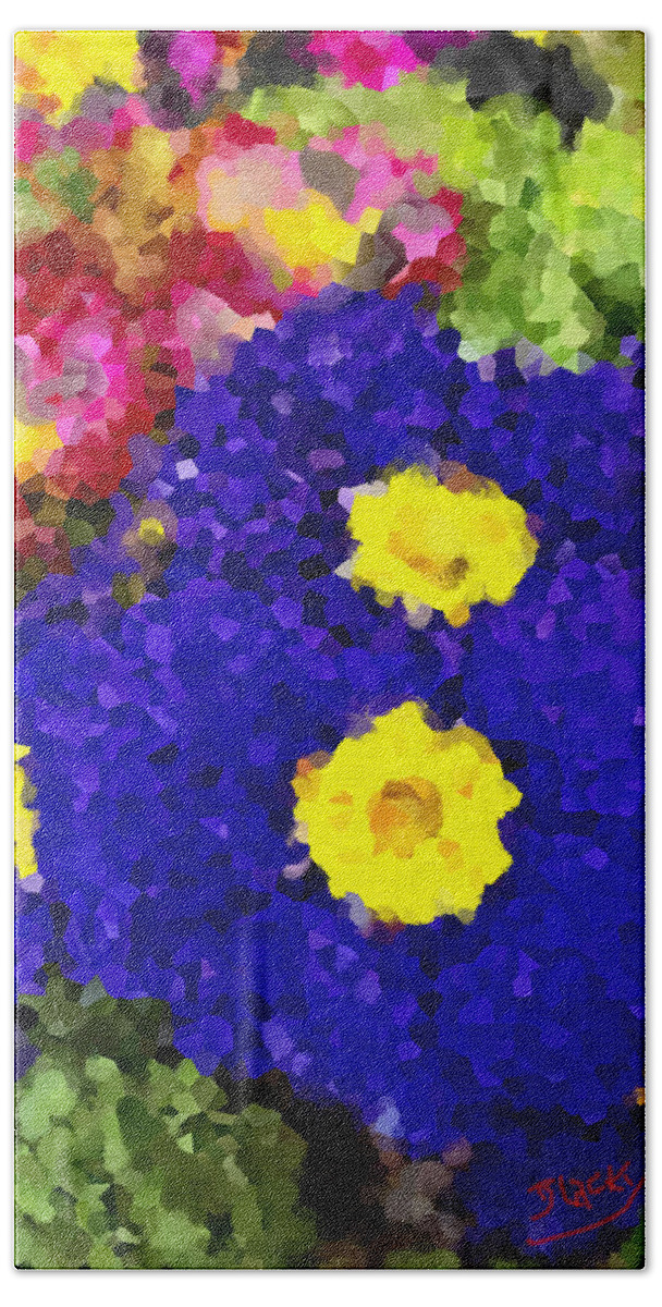 Floral Beach Towel featuring the digital art Pansies by Donna Blackhall