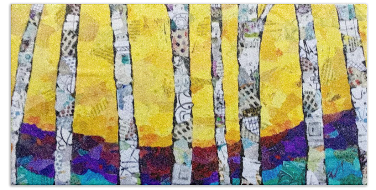 Trees Beach Towel featuring the painting Paper Birch 2 by Phiddy Webb