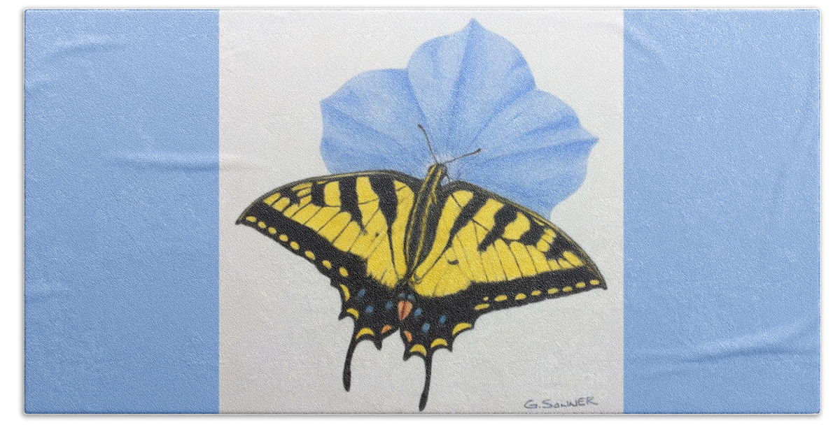 Butterfly Beach Towel featuring the drawing Papillion by George Sonner