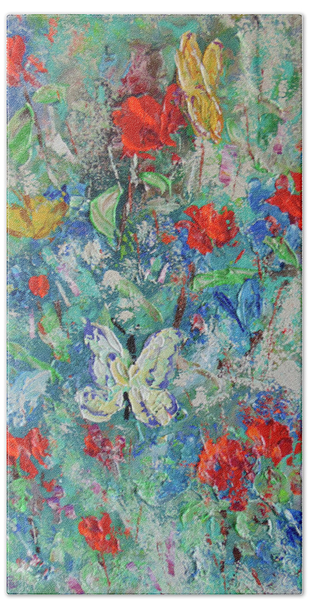 Frederic Payet Beach Towel featuring the painting Papillons by Frederic Payet