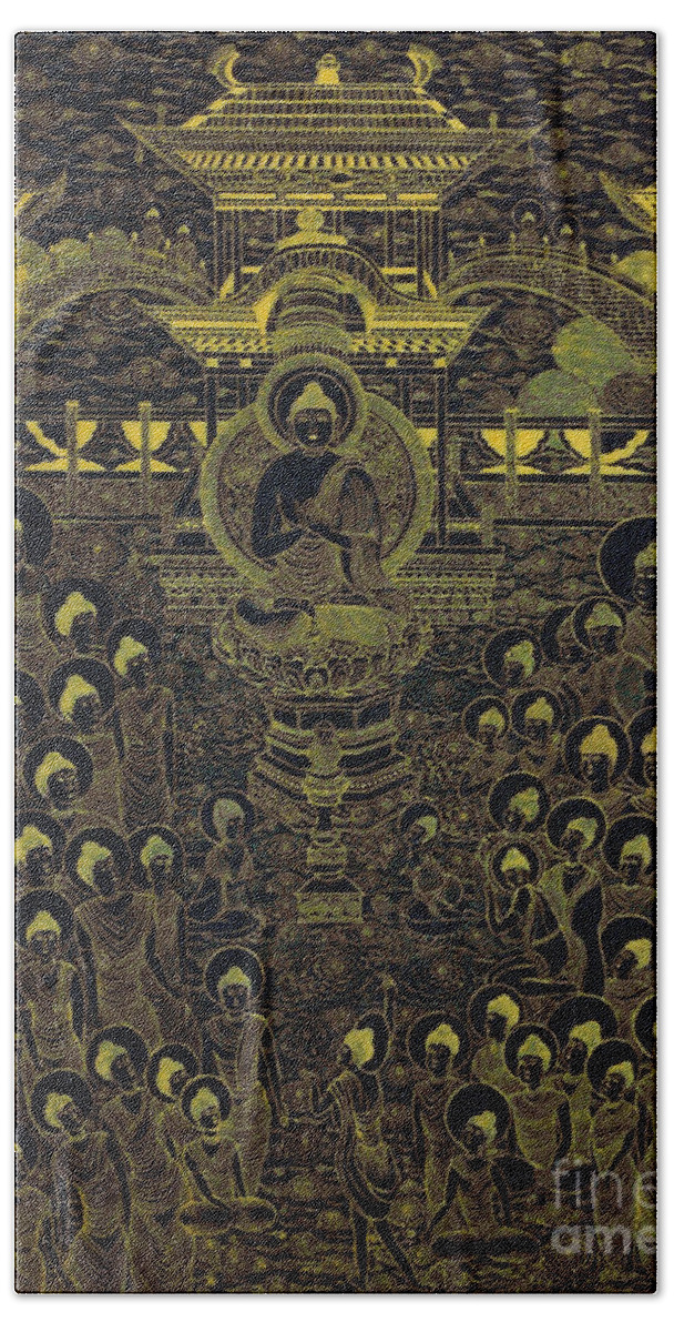 Google Images Beach Towel featuring the painting Paradise Of Holy Sakyamuni by Fei A