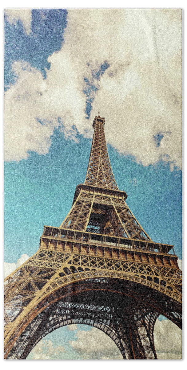 Paris Beach Towel featuring the photograph Paris Photography - Eiffel Tower Blue by Melanie Alexandra Price