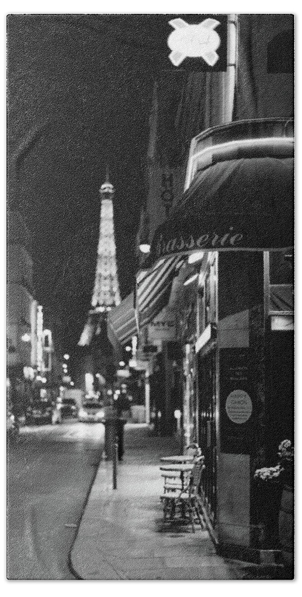 Eiffel Tower Beach Towel featuring the photograph Paris Streets by Night by Melanie Alexandra Price