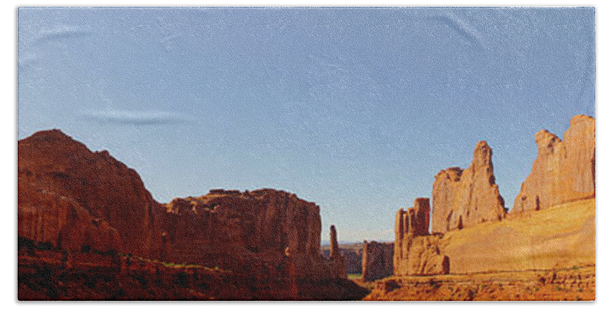 Utah Beach Towel featuring the photograph Park Avenue Arches National Park Utah Panorama by Lawrence S Richardson Jr