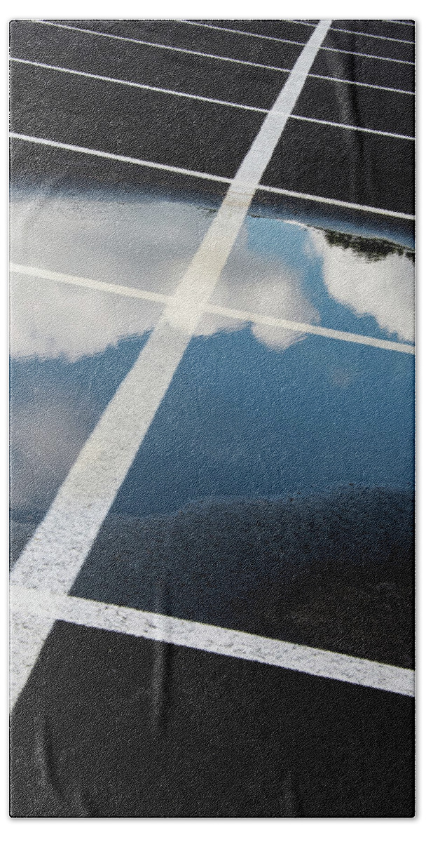 Traffic Lines Beach Sheet featuring the photograph Parking Spaces For Clouds by Gary Slawsky