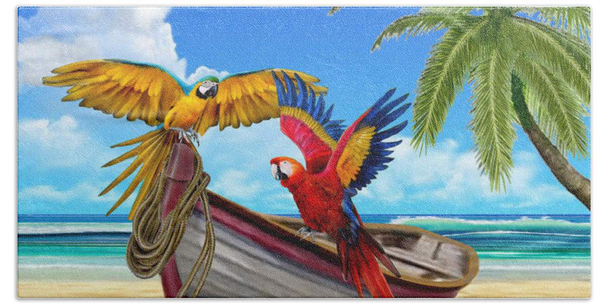 Flying Parrot Tropical Bath or Beach Towel Birds Avian 