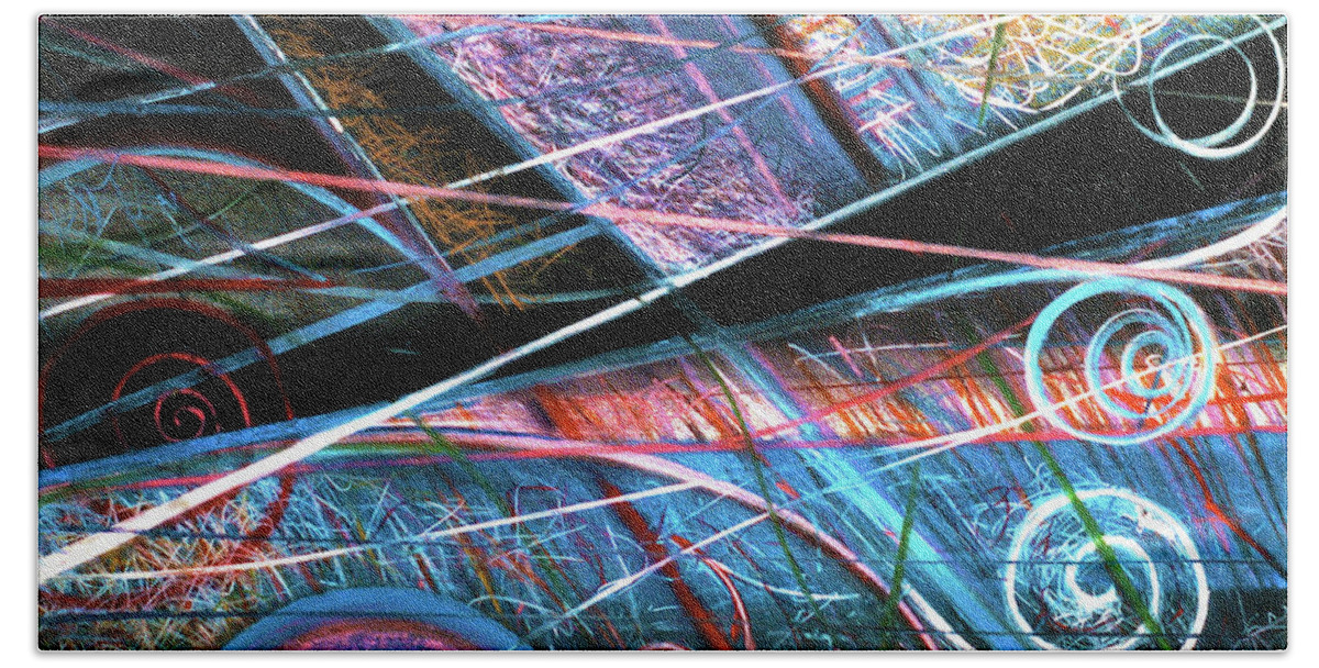 A Bright Beach Towel featuring the painting Particle Track Study Twenty-five by Scott Wallin