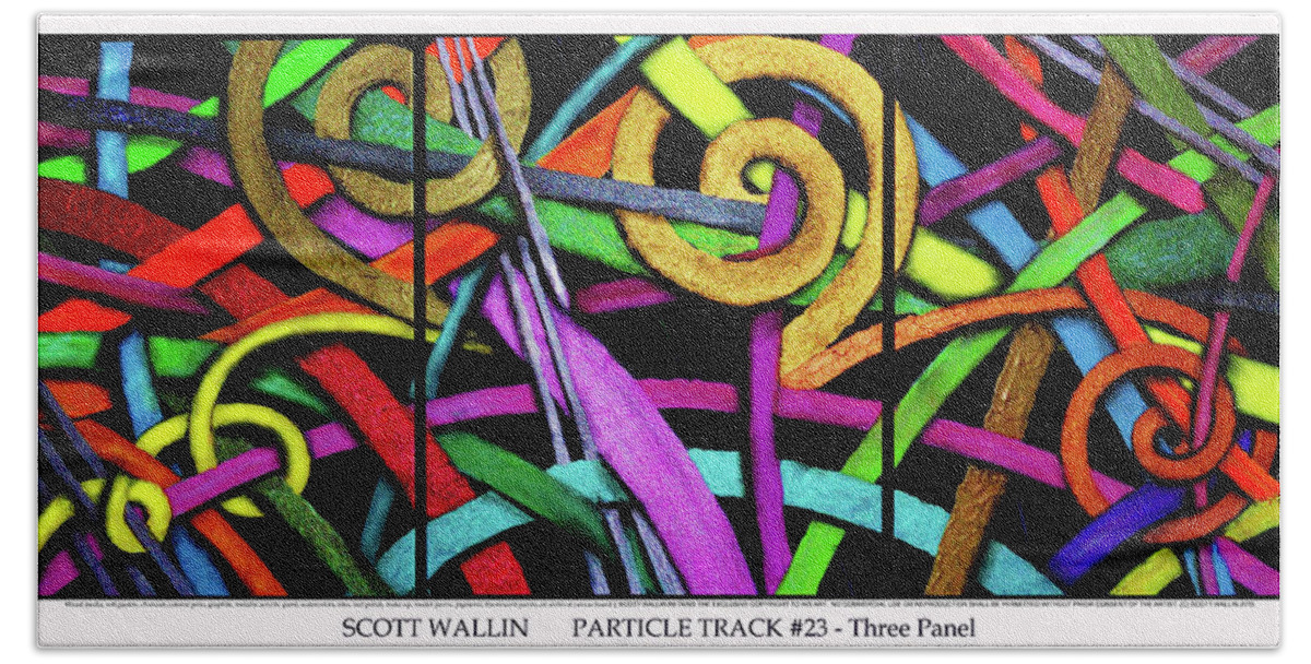 Abstract Beach Towel featuring the painting Particle Track Twenty-three by Scott Wallin