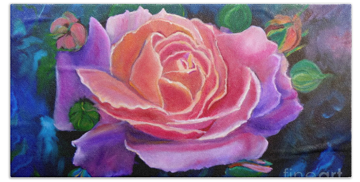 Rose Beach Sheet featuring the painting Gala Rose by Jenny Lee
