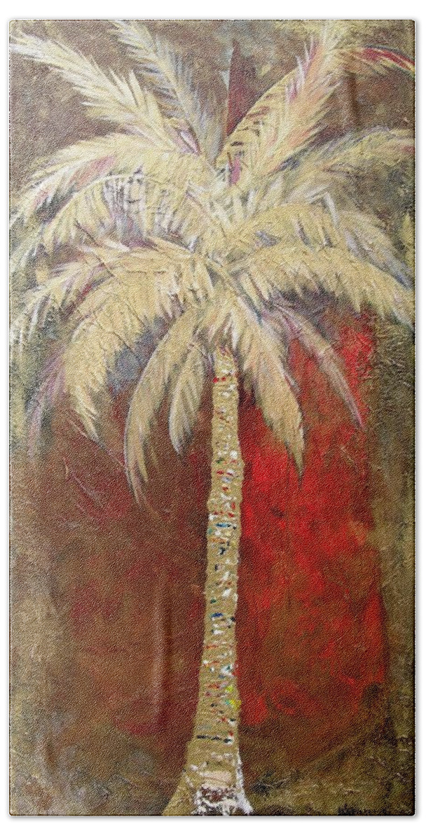 Red Beach Sheet featuring the painting Passion Palm by Kristen Abrahamson