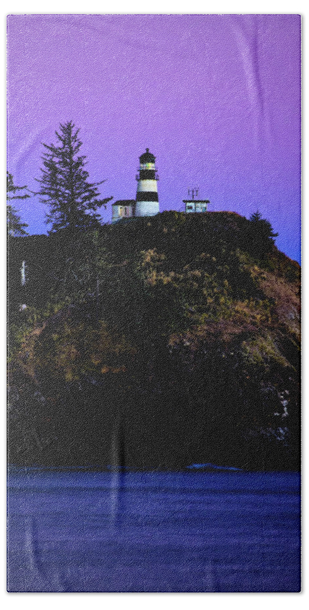 Lighthouse Beach Sheet featuring the photograph Past Sunset at Cape Disappointment by Mary Jo Allen