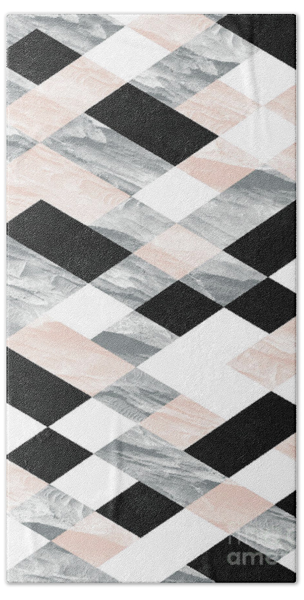 Pastel Beach Sheet featuring the mixed media Pastel Scheme Geometry by Emanuela Carratoni