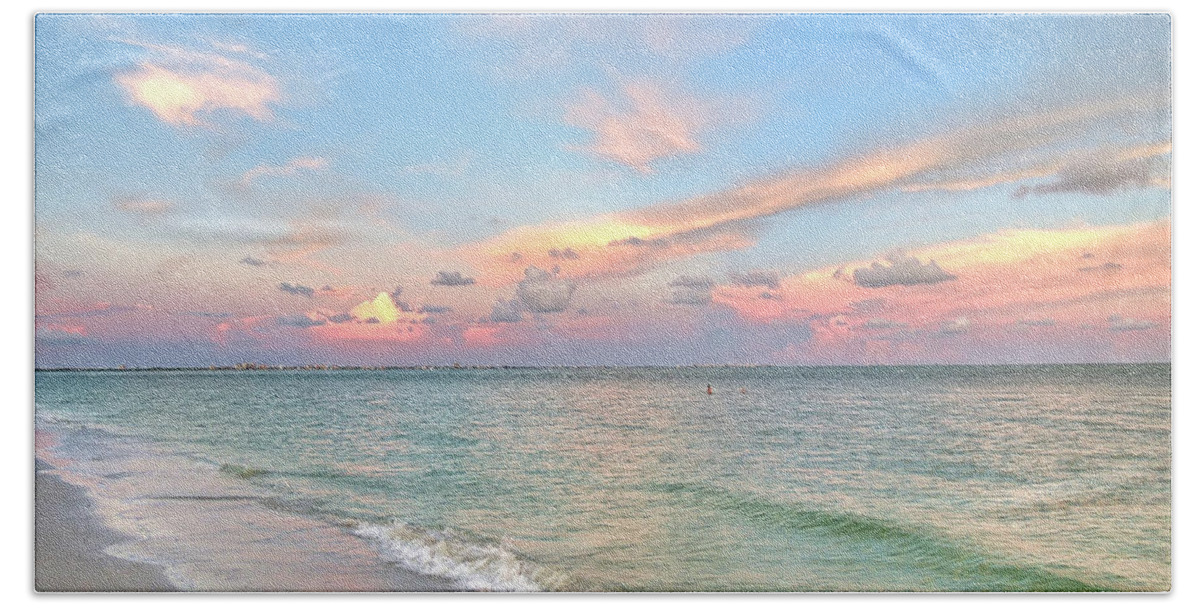 Sunrise Beach Towel featuring the photograph Pastel Sunset On Sanibel Island by Jeff Breiman