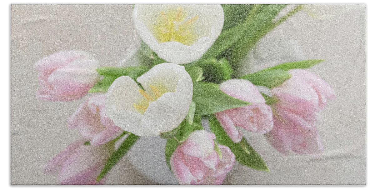 Tulips Beach Towel featuring the photograph Pastel Tulips by Kim Hojnacki