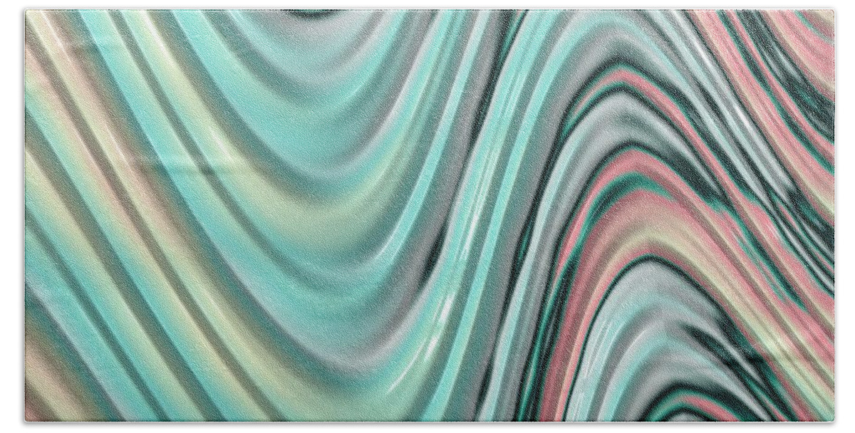 Fractal Art Beach Towel featuring the digital art Pastel Zigzag by Bonnie Bruno