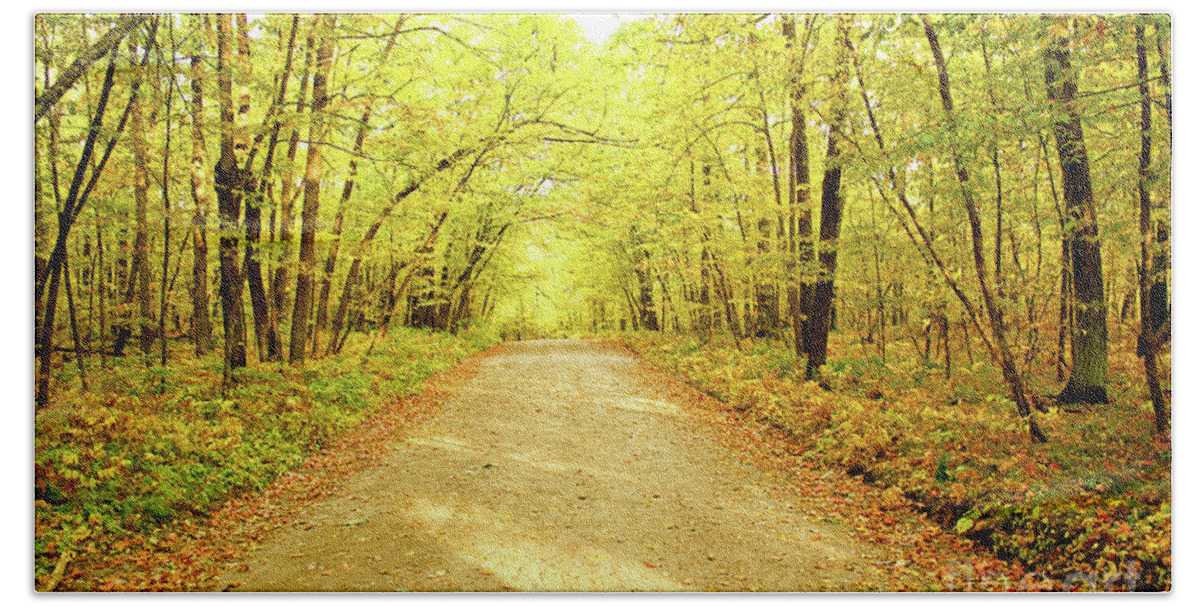 Trail Beach Towel featuring the photograph Path in the Woods by Becqi Sherman