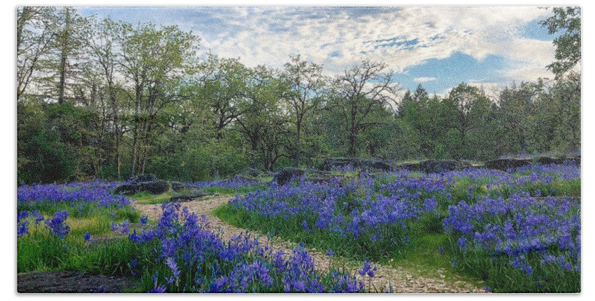 Path Beach Sheet featuring the photograph Pathway Through The Flowers by Brian Eberly