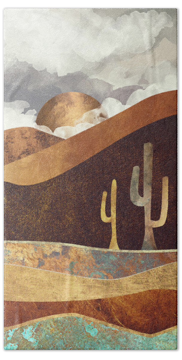 Desert Beach Towel featuring the digital art Patina Desert by Spacefrog Designs