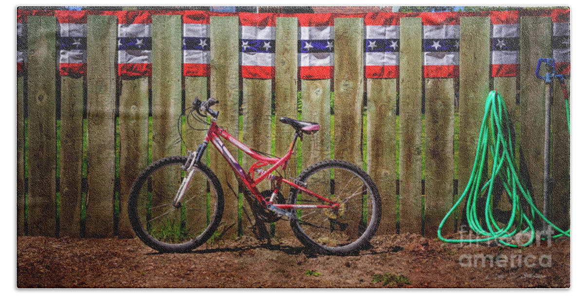 All American Beach Towel featuring the photograph Patriotic Bicycle by Craig J Satterlee