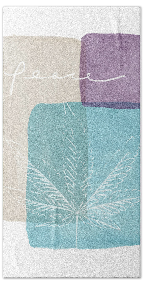 Cannabis Beach Sheet featuring the mixed media Peace Cannabis Leaf Watercolor- Art by Linda Woods by Linda Woods