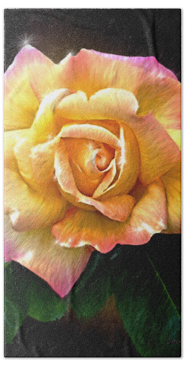 Rose Beach Towel featuring the painting Peace Rose by Susan Kinney