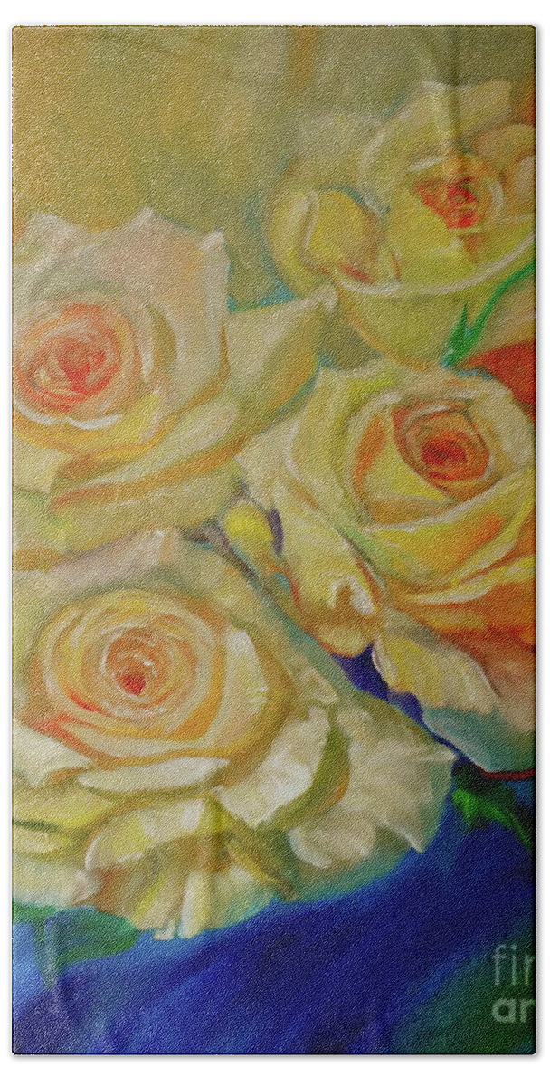 Roses Beach Towel featuring the painting Peace Roses by Jenny Lee