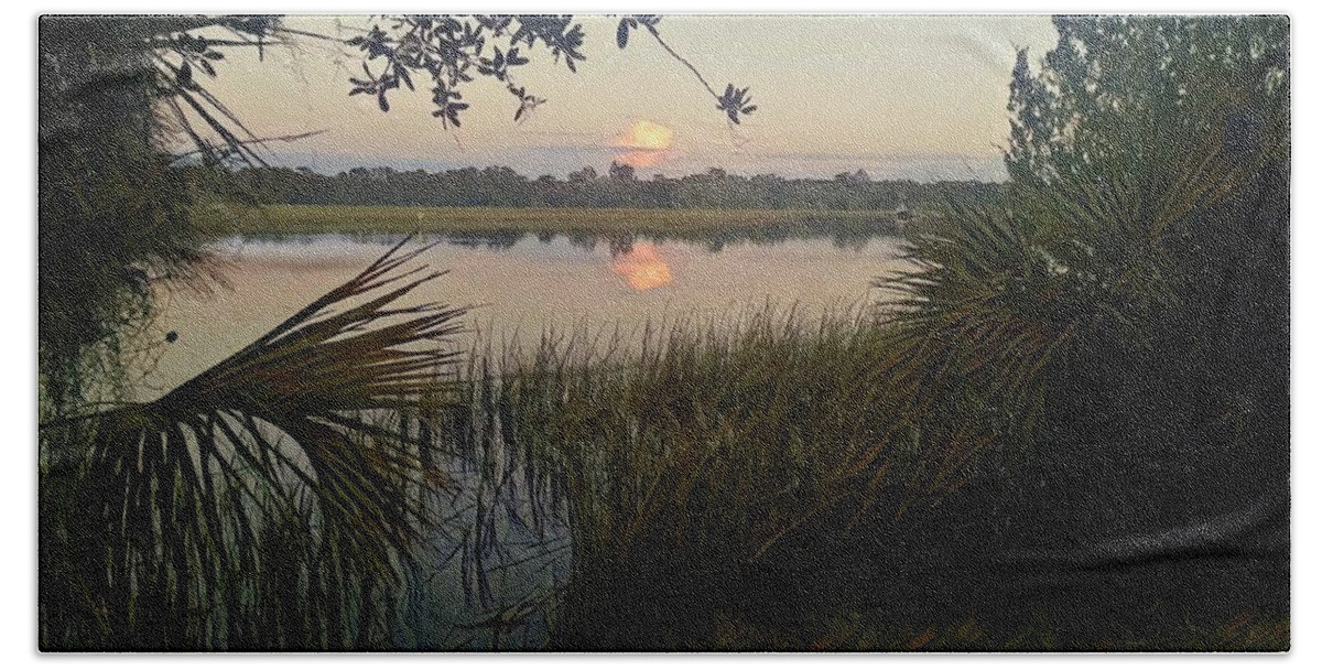 Palmetto Beach Towel featuring the photograph Peaceful Palmettos by Sherry Kuhlkin