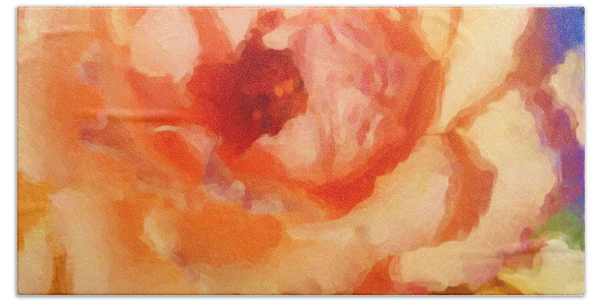 Rose Beach Towel featuring the photograph Peach Rose - Digital Painting by Carol Groenen