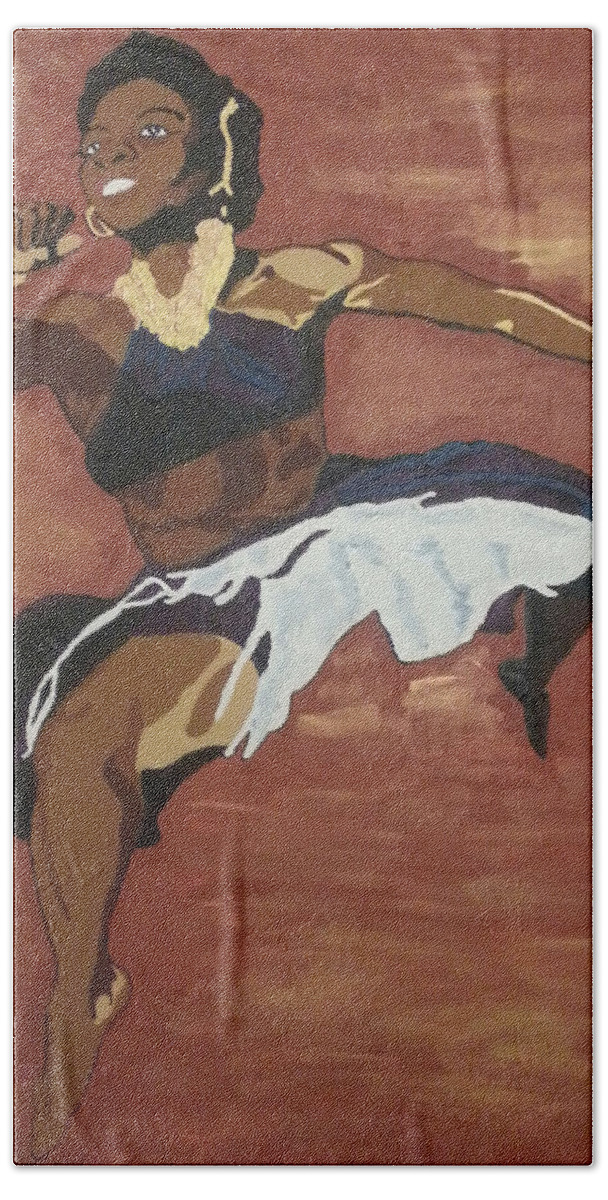 Black Beach Towel featuring the painting Pearl Primus by Rachel Natalie Rawlins