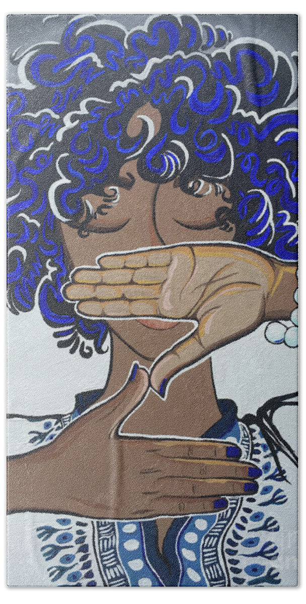 Pearls Beach Towel featuring the painting Pearls and Dashiki by Alisha Lewis