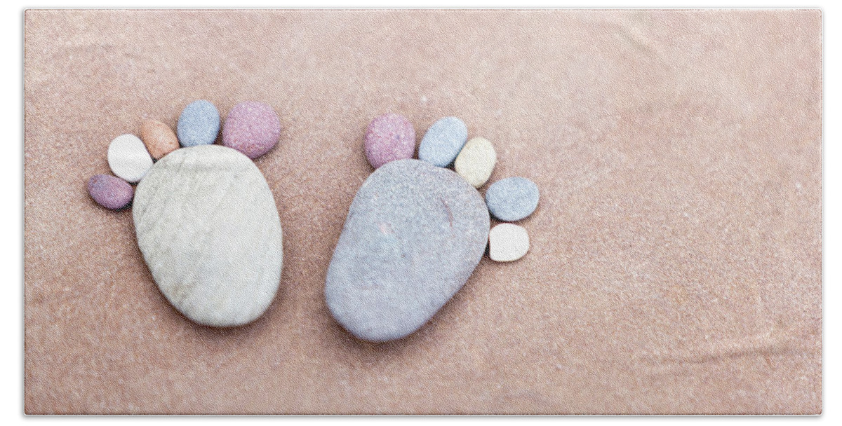 Abstract Beach Towel featuring the photograph Pebble Feet by Anita Nicholson