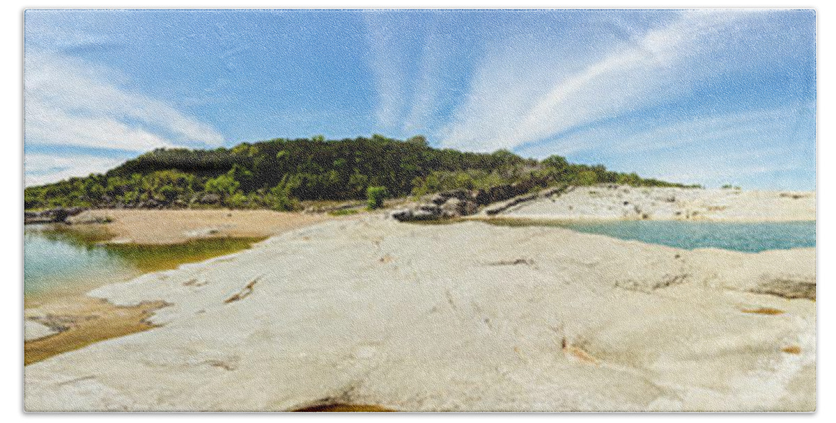 Pedernales Falls Beach Towel featuring the photograph Pedernales Falls Pano1 by Raul Rodriguez