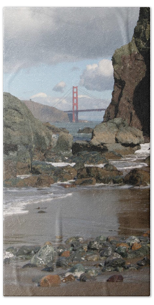 Golden Gate Bridge Beach Towel featuring the photograph Peek-a-boo Bridge by Jeff Floyd CA