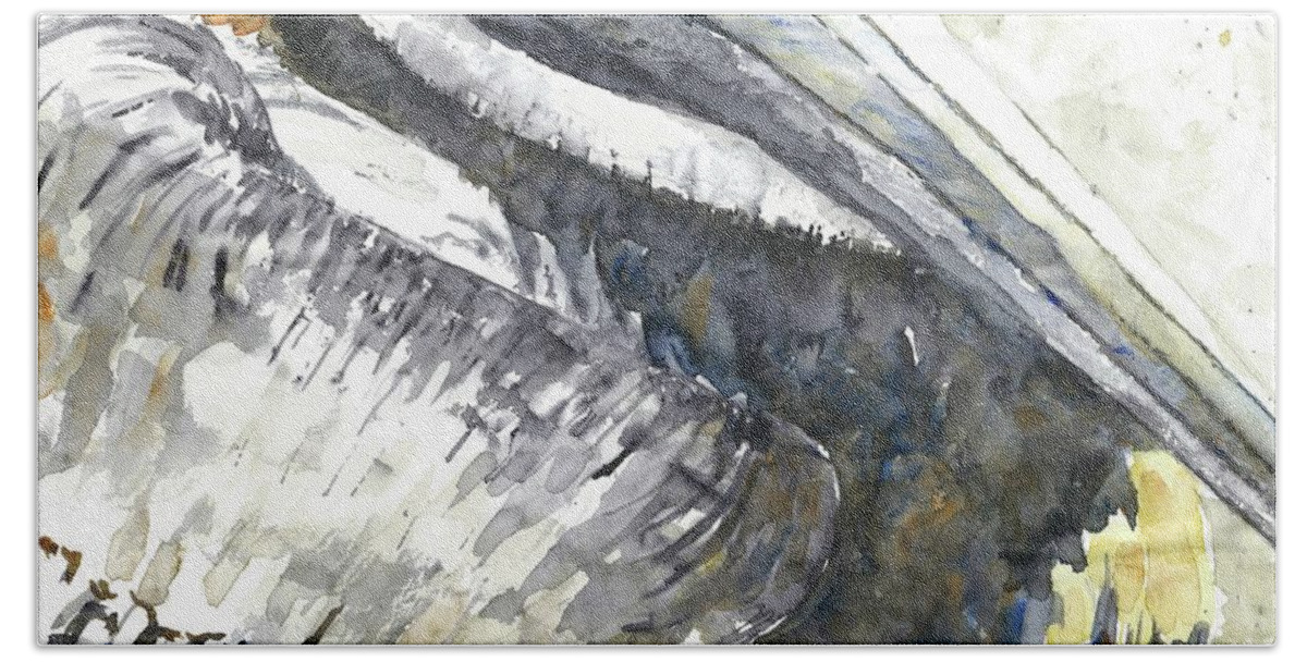 Pelican Beach Sheet featuring the painting Pelican Repose by Claudia Hafner
